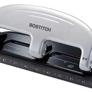 Bostitch Office EZ Squeeze 3-Hole Punch, 20 Sheet Capacity, Reduced Effort, No Jam Technology , Silver