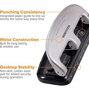 Bostitch Office EZ Squeeze 3-Hole Punch, 20 Sheet Capacity, Reduced Effort, No Jam Technology , Silver