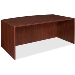 lorell bow front desk shell, 72 by 36 by 29-1/2-inch, mahogany