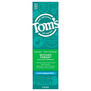 tom's of maine natural wicked fresh! fluoride toothpaste, cool peppermint, 4.7 oz. (packaging may vary)