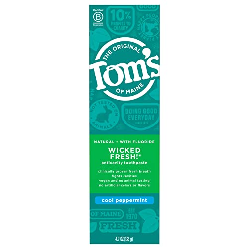 Tom's of Maine Natural Wicked Fresh! Fluoride Toothpaste, Cool Peppermint, 4.7 oz. (Packaging May Vary)