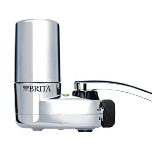 brita water filter for sink, faucet mount water filtration system for tap water, reduces 99% of lead, chrome