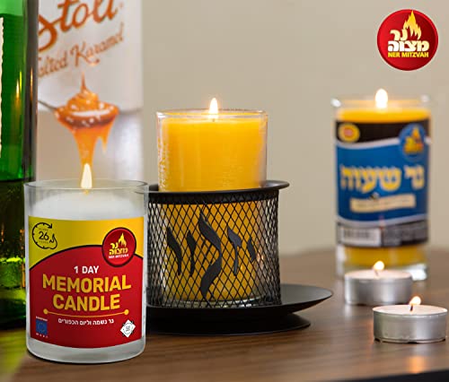 Ner Mitzvah Yahrzeit Memorial Candles - 1 Day Yahrzeit Candle - Yartzeit Candles 24 Hour Yom Kippur Jewish Candles in Glass Tumbler - 1 Pack