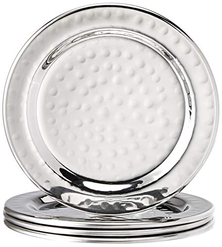 Elegance Hammered 4-Inch Stainless Steel Coasters, Set Of 4