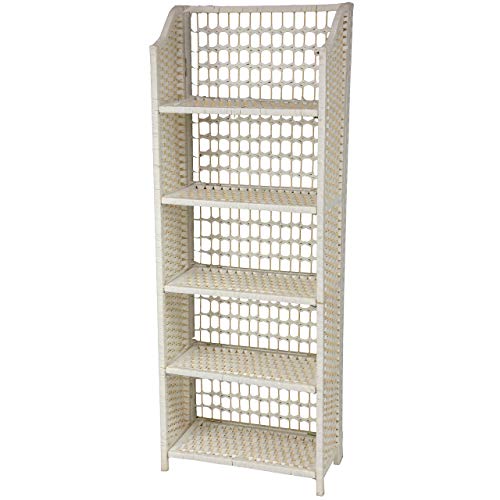 Oriental Furniture 53" Natural Fiber Shelving Unit - White