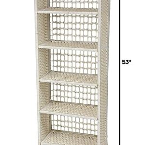 Oriental Furniture 53" Natural Fiber Shelving Unit - White