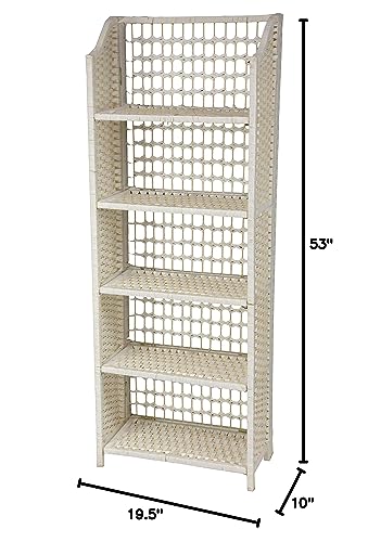 Oriental Furniture 53" Natural Fiber Shelving Unit - White