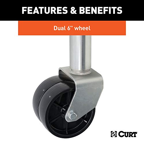 CURT 28155 Marine Boat Trailer Jack with 6-Inch Wheels, 1,500 lbs. 10-3/8 Inches Vertical Travel