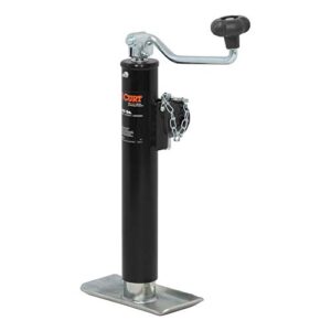 curt 28350 weld-on pipe-mount swivel trailer jack, 5,000 lbs. 10-3/4 inches vertical travel, carbide black powder coat