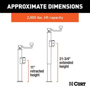 CURT 28320 Weld-On Pipe-Mount Swivel Trailer Jack, 2,000 lbs. 10-3/4 Inches Vertical Travel