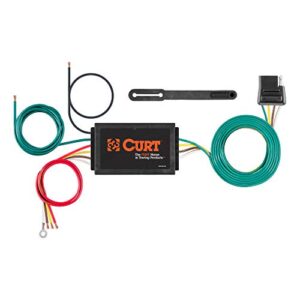 curt 56190 powered 3-to-2-wire splice-in trailer tail light converter, 4-pin wiring harness , black