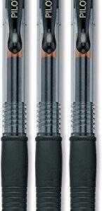 PILOT G2 Premium Refillable & Retractable Rolling Ball Gel Pens, Fine Point, Black Ink, 3-Pack (31123)