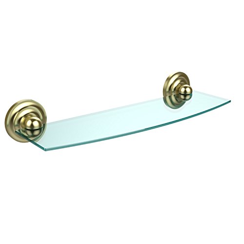 Allied Brass PQN-33/18-SBR Prestige Que Collection 18 Inch Glass Shelf, Satin Brass