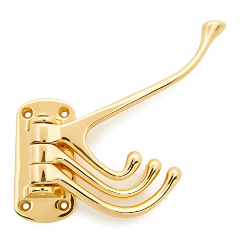 RK International RKI 5820-Polished R.K. International HK 5820 Triple Pronged Hook, Polished Brass