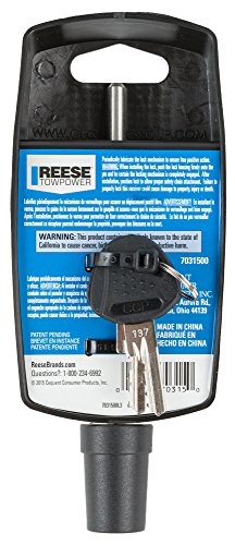 Reese Towpower 7031500 Easy Access Adjustable Coupler Lock Black & Silver, 3/16 inch diameter pin fits most couplers