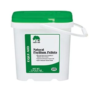 Farnam Equi Aid Natural Horse Psyllium Pellets Supplement for Horses, Supports Removal of Sand & Dirt From the Ventral Colon, 5 Pound, 16 Scoops