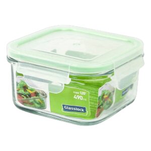 square tempered glass food container 17-ounce/490ml rp523 - glasslock airtight anti spill