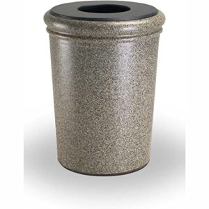 commercial zone 50 gallon waste container, concrete, riverstone