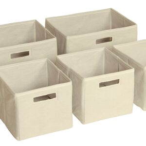 Guidecraft Fabric Tan Storage Bins - Set of 5, Foldable Classroom Storage, Kid's Toy & Books Cube Organizers