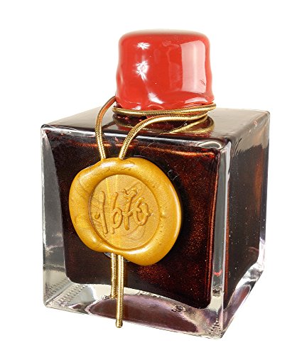 J. Herbin 1670 Anniversary Inks - Gold Sheen 50 ml Bottled - Rouge Hematite (Dark Red Ink)