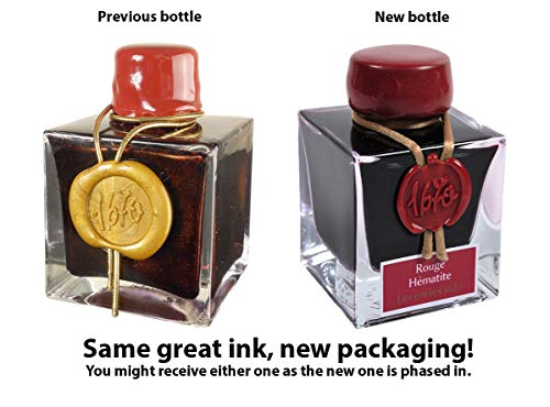 J. Herbin 1670 Anniversary Inks - Gold Sheen 50 ml Bottled - Rouge Hematite (Dark Red Ink)