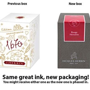 J. Herbin 1670 Anniversary Inks - Gold Sheen 50 ml Bottled - Rouge Hematite (Dark Red Ink)