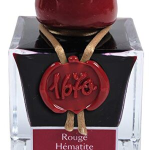 J. Herbin 1670 Anniversary Inks - Gold Sheen 50 ml Bottled - Rouge Hematite (Dark Red Ink)