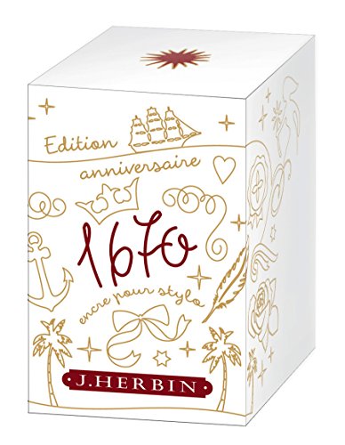 J. Herbin 1670 Anniversary Inks - Gold Sheen 50 ml Bottled - Rouge Hematite (Dark Red Ink)