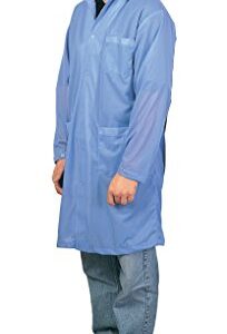 DESCO 73604 Polyester Statshield Smock Labcoat with Snaps, 40" Length, X-Large, Blue