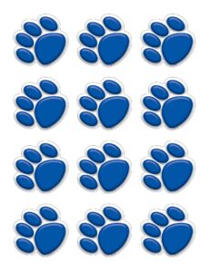 teacher created resources mini accents, blue paw prints (5117)
