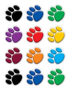 teacher created resources mini accents, colorful paw prints (5116),multi color