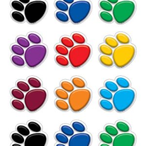 Teacher Created Resources Mini Accents, Colorful Paw Prints (5116),Multi Color