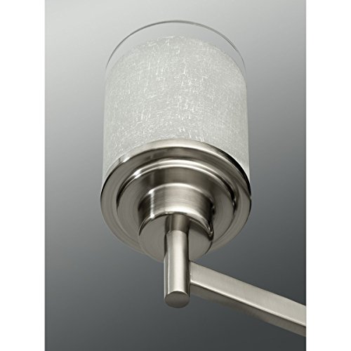 Progress Lighting P5147-09 1-Light Mini-Pendant with White Linen Finished Glass Is Complemented with a Clear Edge Accent Strip, Brushed Nickel