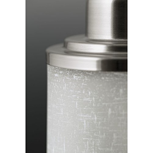 Progress Lighting P5147-09 1-Light Mini-Pendant with White Linen Finished Glass Is Complemented with a Clear Edge Accent Strip, Brushed Nickel