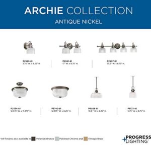 Progress Lighting P5173-81 Archie Collection One-Light Mini-Pendant, 15, 6, Antique Nickel