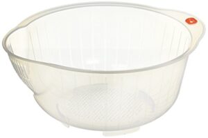 inomata japanese rice washing bowl with strainer, 2.5-quart capacity