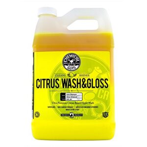 chemical guys cws_301 citrus wash & gloss foaming car wash soap (works with foam cannons/ guns or bucket washes) safe for cars, trucks, motorcycles, rvs & more, 128 fl oz (1 gallon) citrus scent