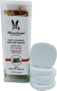 warren london deep cleaning paw soak | soothing itchy paw relief for dogs with seaweed, tea tree oil, & aloe vera | anti licking for dogs paws | 5 minute paw spa service at home | 12 tablets