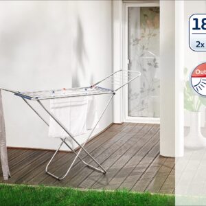 Leifheit Siena 180 Lightweight Winged Clothes Drying Rack, Blue and Silver