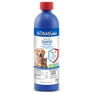 Adams Plus Flea & Tick Shampoo with Precor for Cats, Kittens, Dogs & Puppies Over 12 Weeks Of Age Sensitive Skin Flea Treatment | Kills Adult Fleas, Flea Eggs, Ticks, and Lice