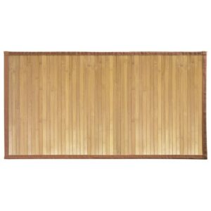 idesign formbu bamboo mat rug runner for bathroom, kitchen, entryway, hallway, office, mudroom, 34" x 21", natural wood