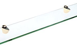 Spancraft Glass Peacock Glass Shelf, Brass, 8 x 24