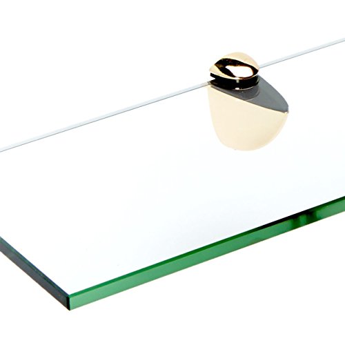 Spancraft Glass Peacock Glass Shelf, Brass, 8 x 24