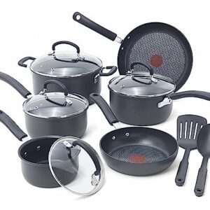 T-fal Ultimate Hard Anodized Nonstick Cookware Set 12 Piece Pots and Pans, Dishwasher Safe Grey