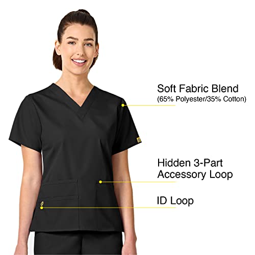 WonderWink Origins Women’s Bravo V-Neck Scrub Top - Black, XL