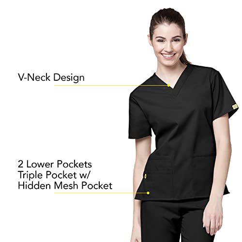 WonderWink Origins Women’s Bravo V-Neck Scrub Top - Black, XL