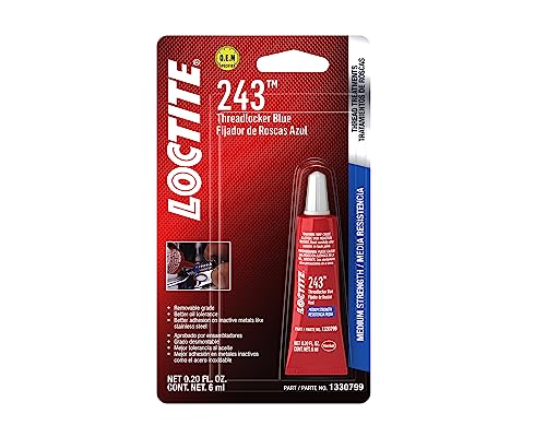 LOCTITE 243 Threadlocker for Automotive: Medium-Strength, Oil Tolerant, High-Temperature, Anaerobic, General Purpose | Blue, 6 ml Red Tube (PN: 1330799)