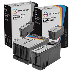ld products compatible ink cartridge replacements for dell v313 series 21 (1 y498d black, 1 y499d color, 2-pack)