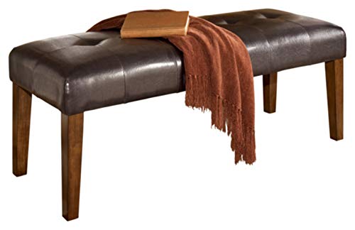 Signature Desig by Ashley Lacey Tufted Upholstered Dining Room Bench, Medium Brown