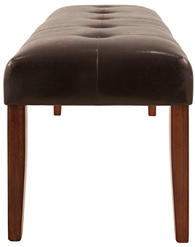 Signature Desig by Ashley Lacey Tufted Upholstered Dining Room Bench, Medium Brown